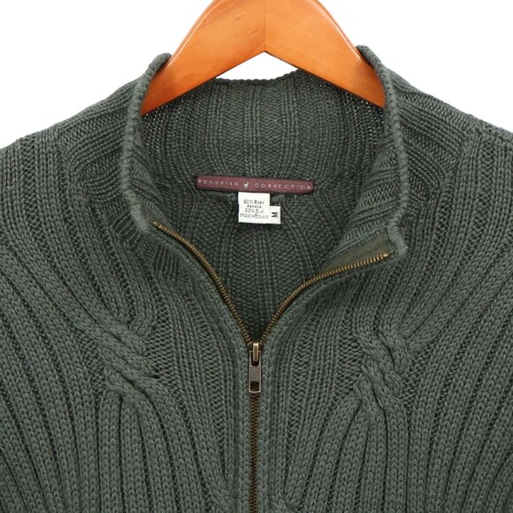Peruvian Connection Men's Baby Alpaca Silk Cable Knit Zip Cardigan Sweater M - Picture 2 of 3